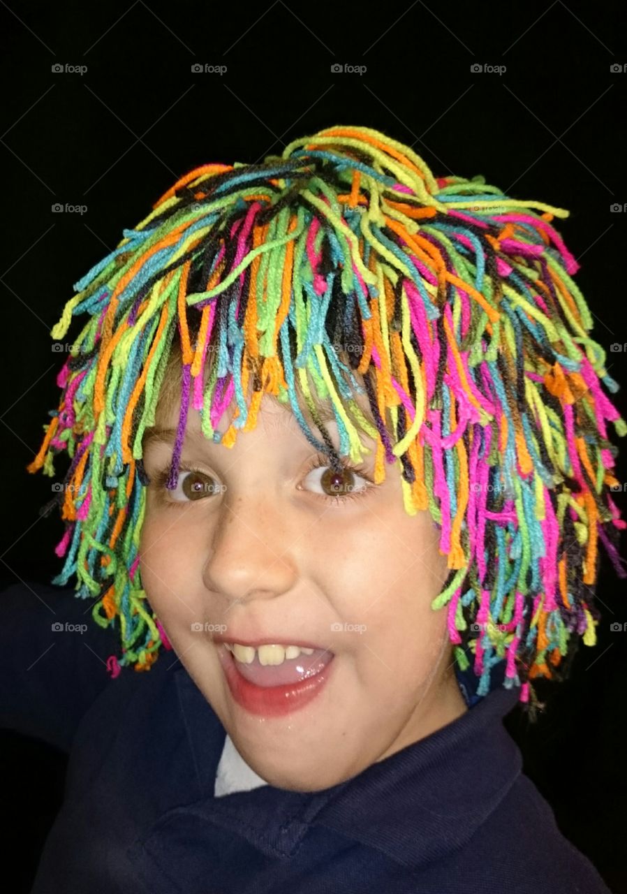 boy in crazy wig