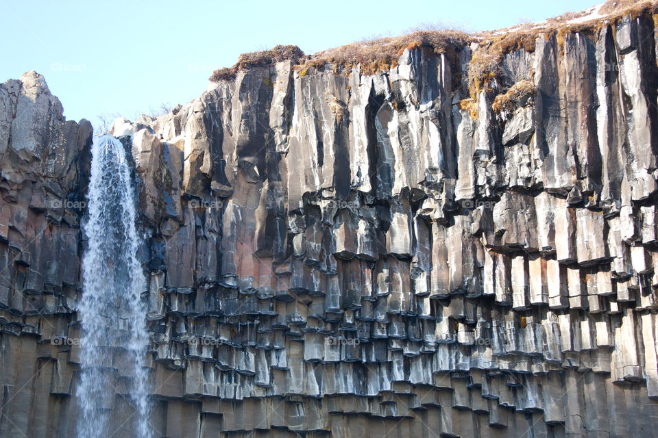 Close-up of Svartifoss waterfall