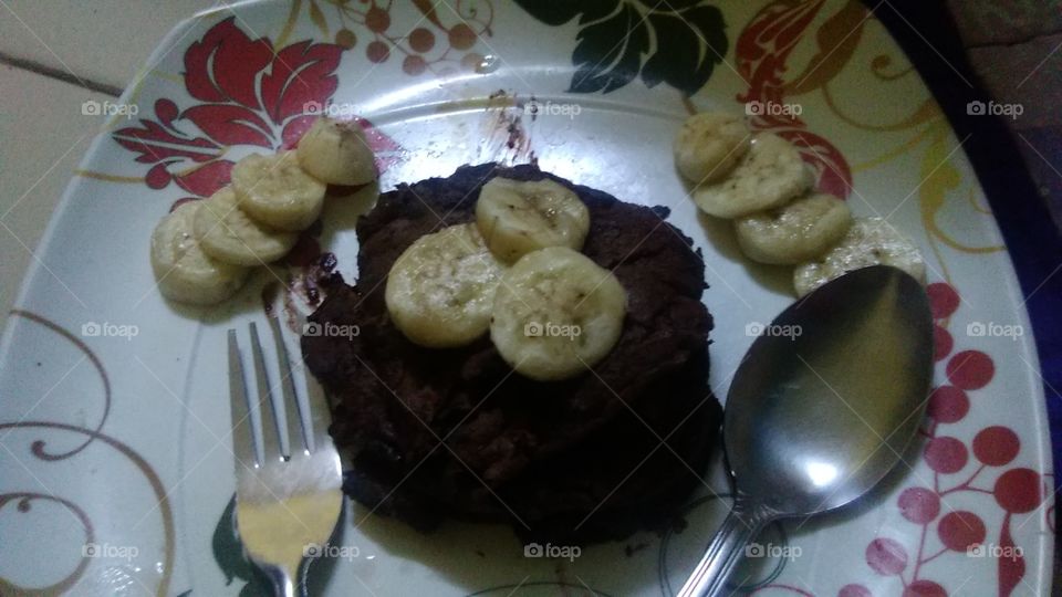 chocolate cake with banana for breakfast
