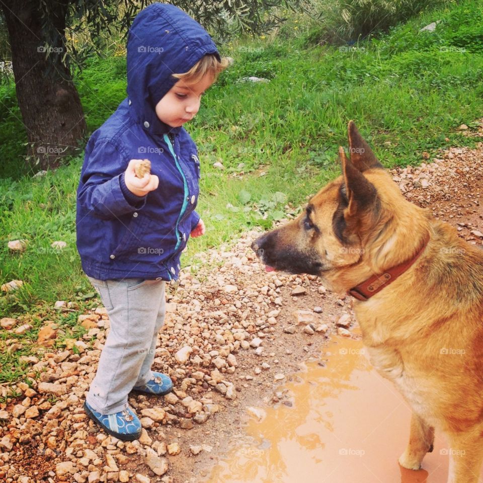 Kid with his dog 