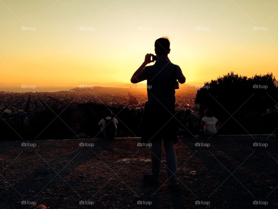 Autumn sunset in Athens