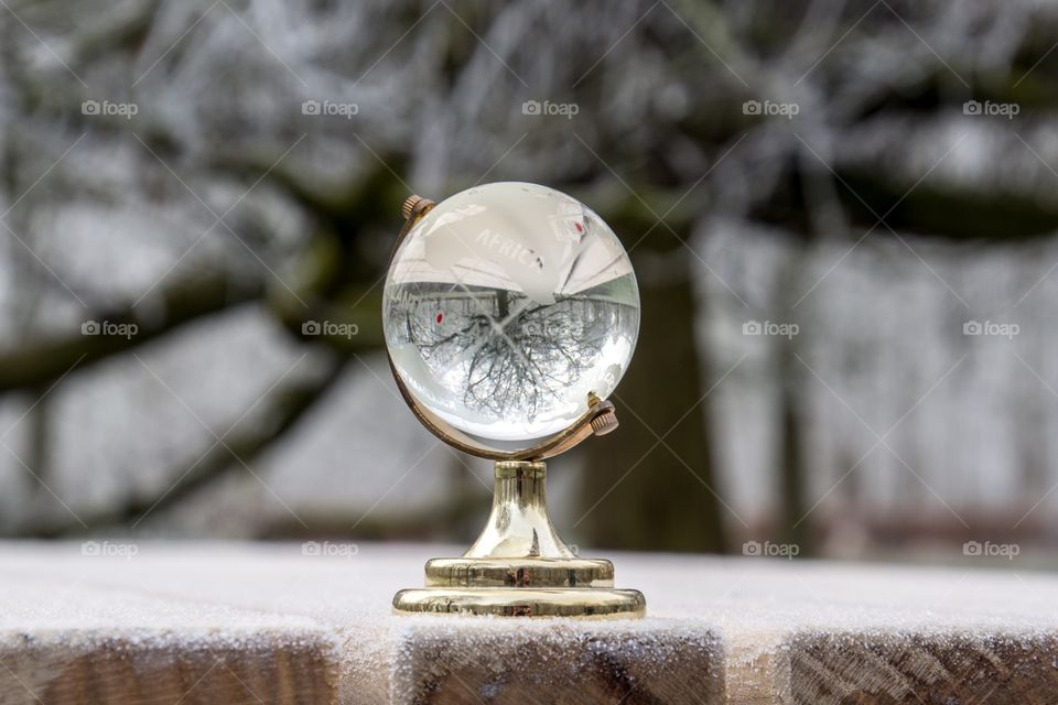 Reflection in a little glass globe