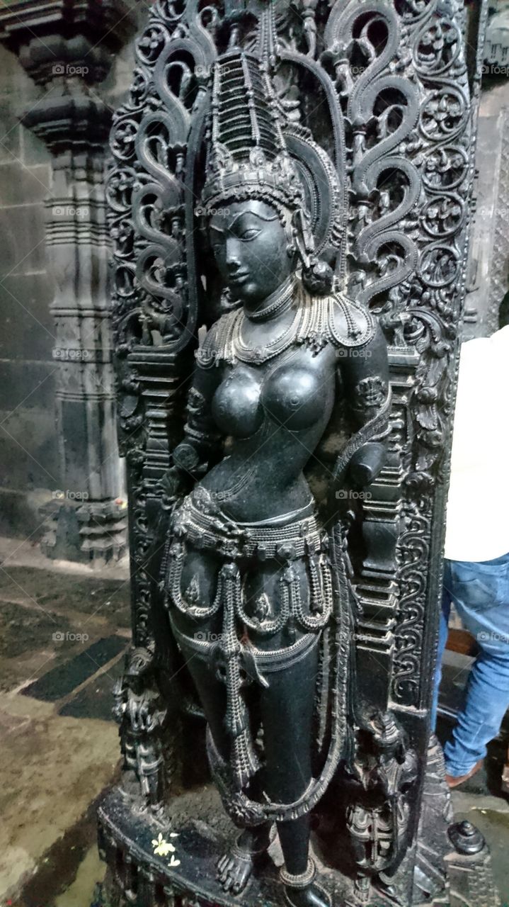 Belur Chennakeshava temple - Lord vishnu in mohini avatar - about 4 to 5 feet statue measures