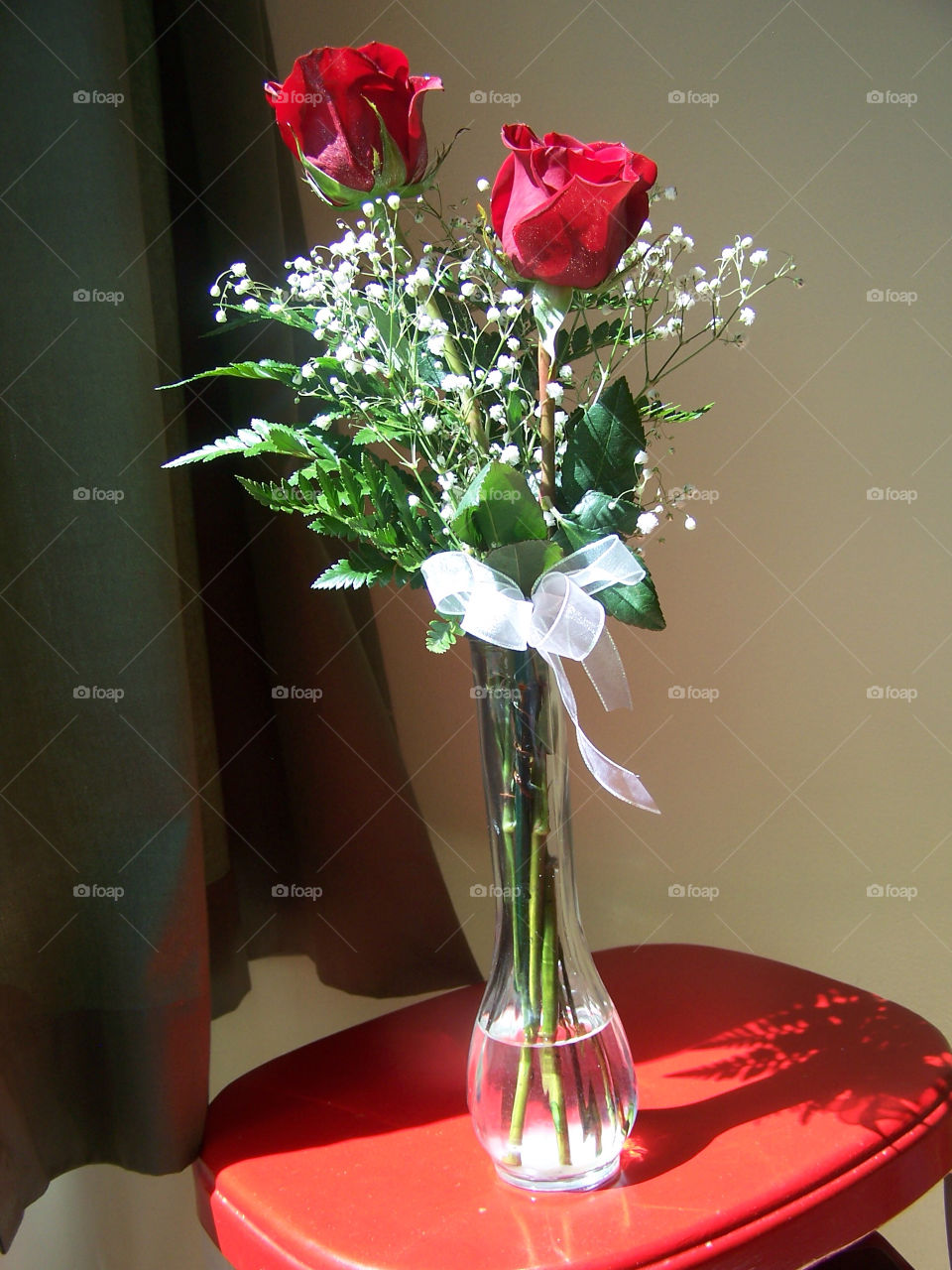 red roses sunlight vase by ashley77