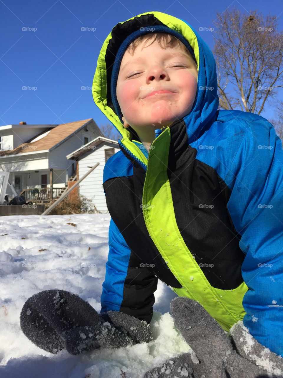 Eating snow . Eating snow 