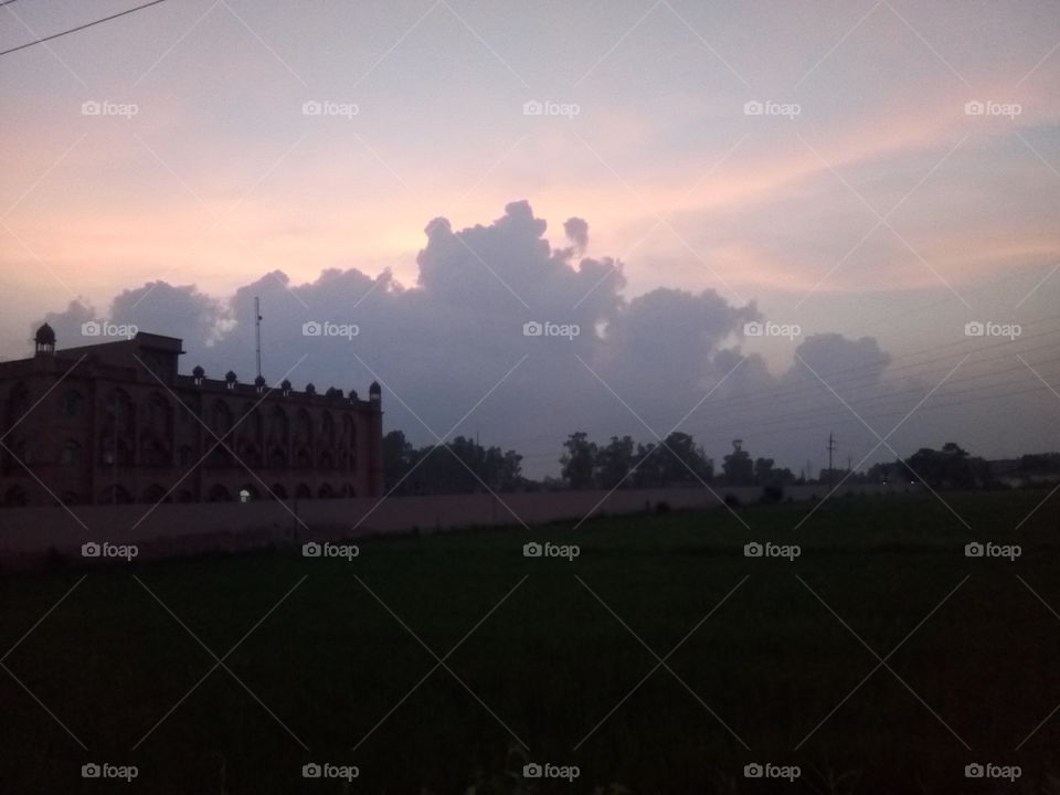 Beautiful clouds in the sky in a evening