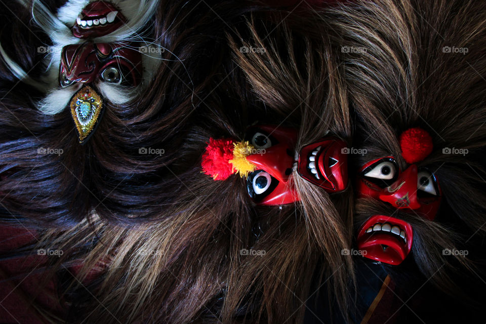 three masks of Indonesian traditional dance dancers