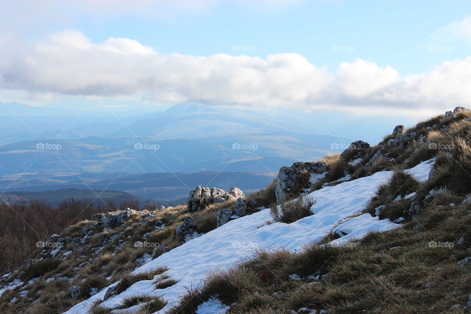 mountain landscape with snow