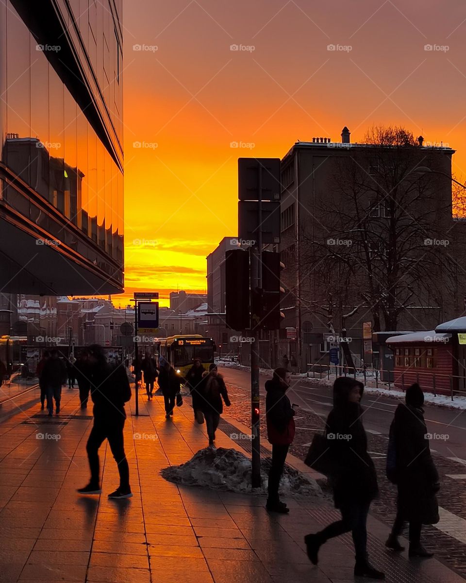 Sunrise over Katowice, Poland