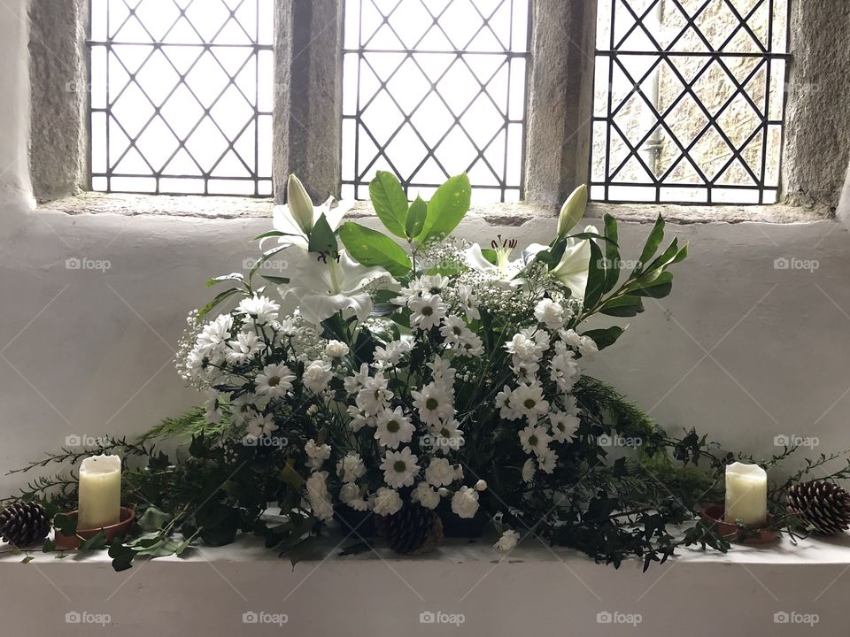 These flowers Are side displays at this lovely Dartmoor Church, really very lovely.