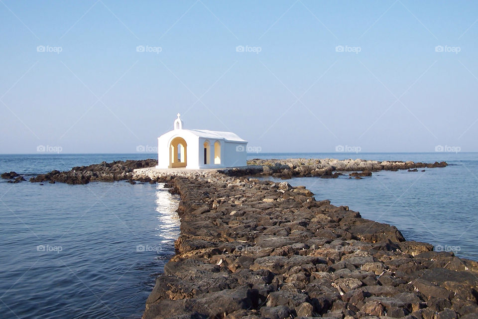 sky summer church sea by pescaito