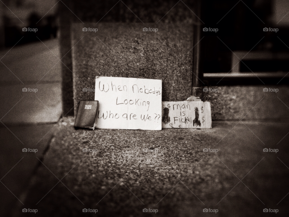 street black and white message homeless by pcar773