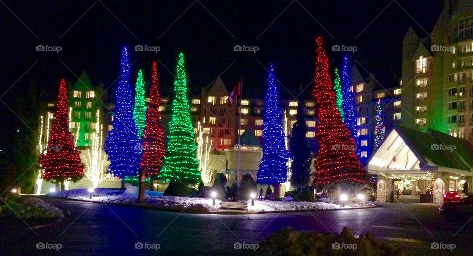 Holiday decorations are in full swing in Whistler Village. Wandering around at night is such a festive spectacle, full of Christmas lights.