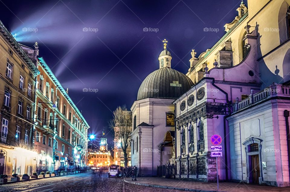 Cityscape of old part of Lviv city