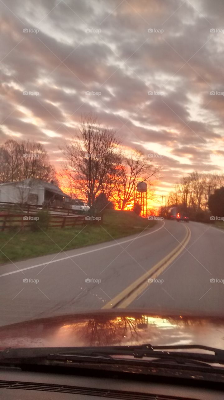 On the Road at Sunrise