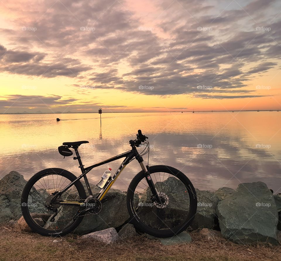 sunset bicycle ride along the coast