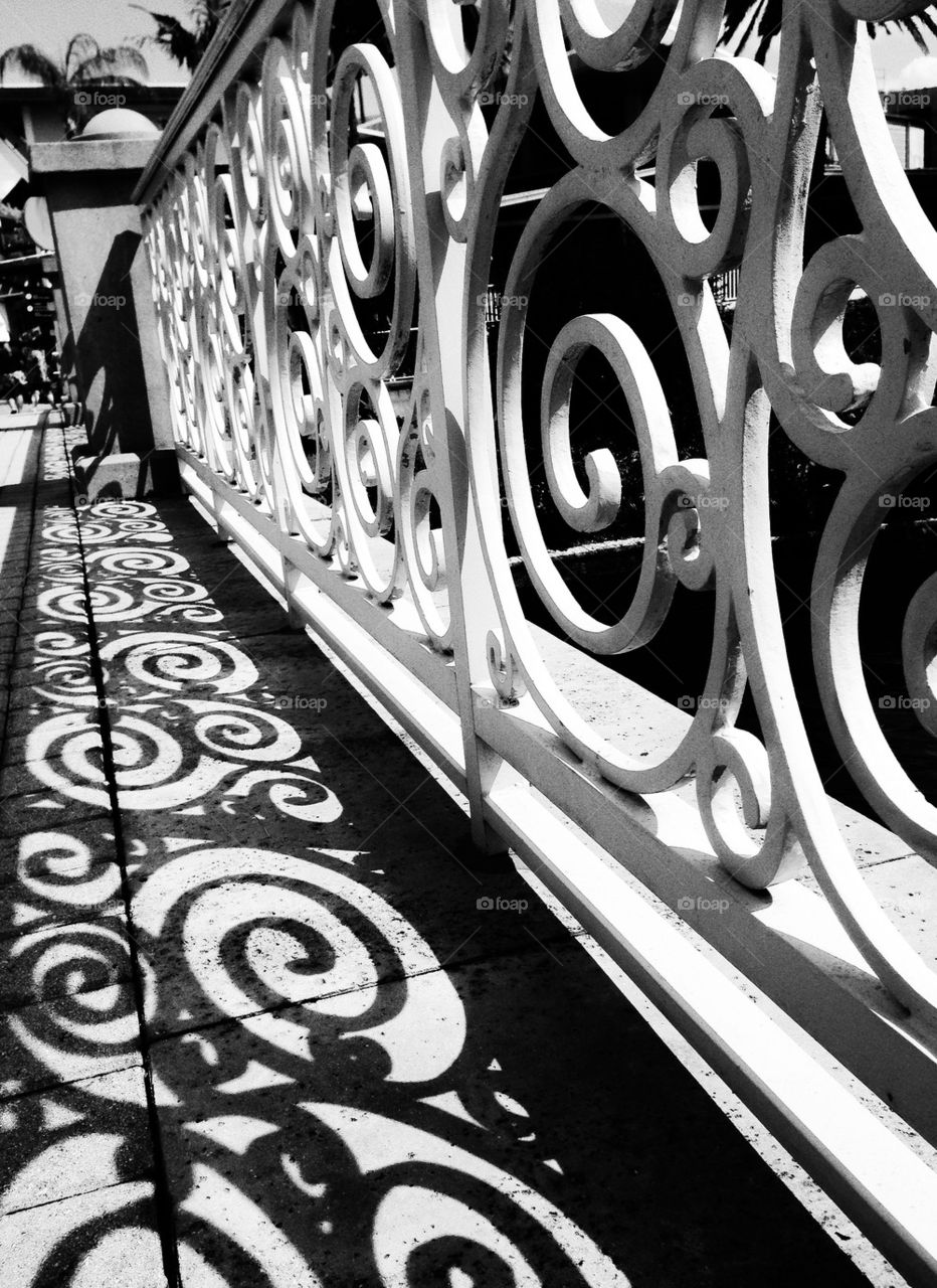 Black-and-white iron fence