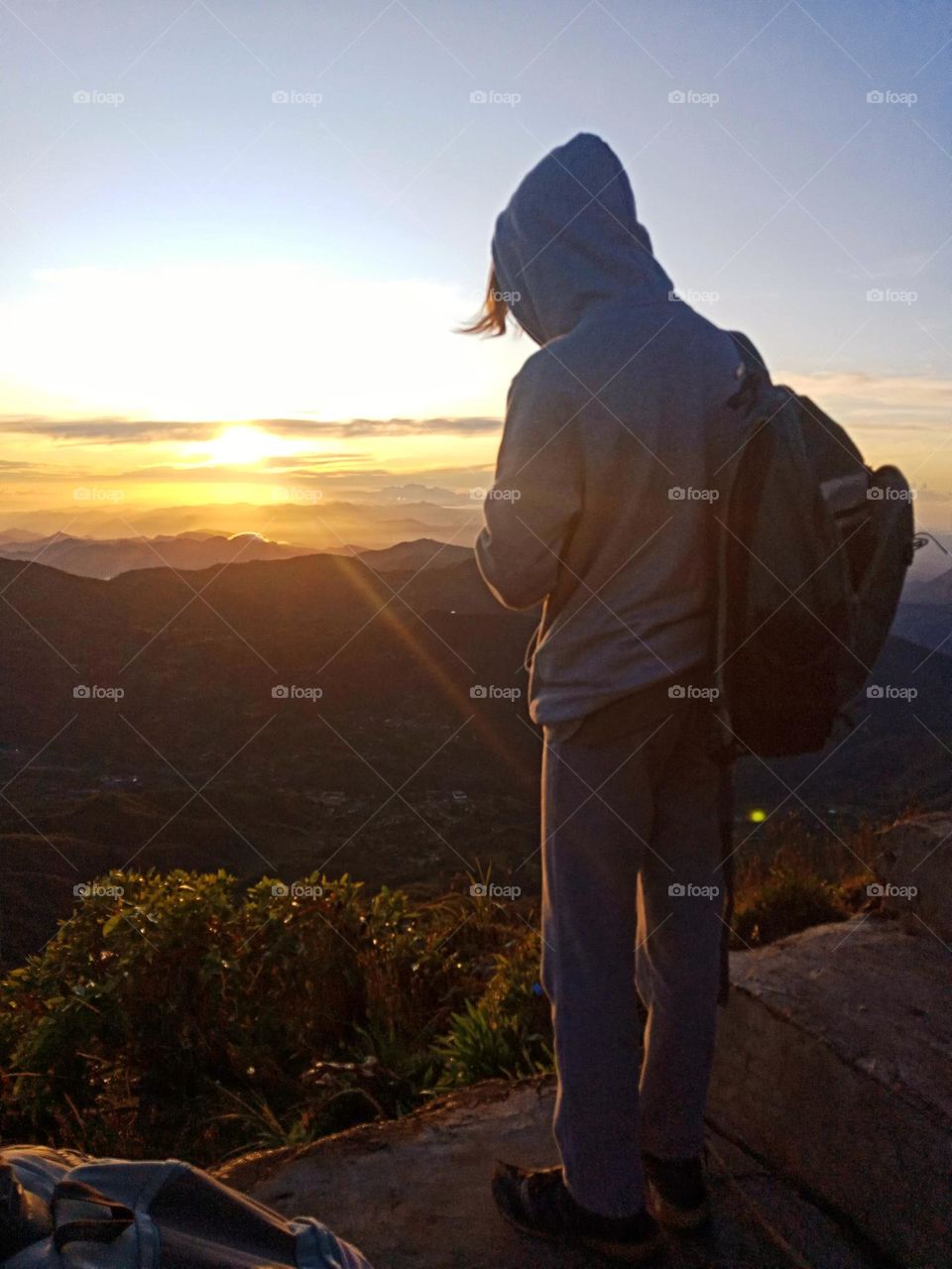 Good morning sun! watching sunset from a high mountain