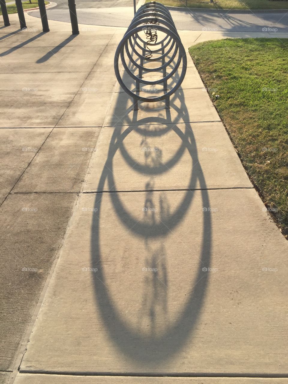 Bike rack in sunlight.