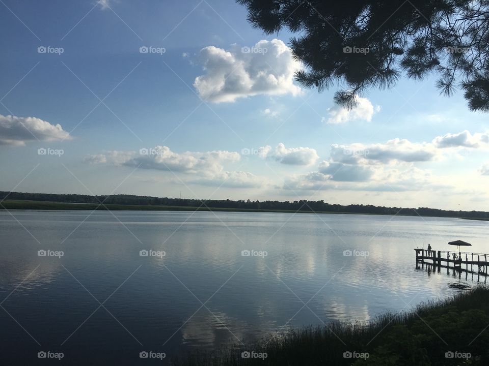 Clouds reflected on lake