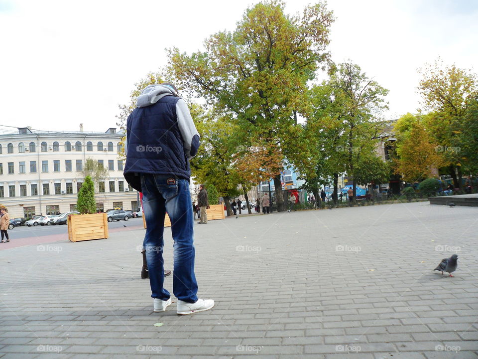 people on the streets of Kiev, Ukraine