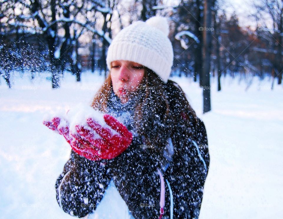 snow winter girl blowing by Petalskull