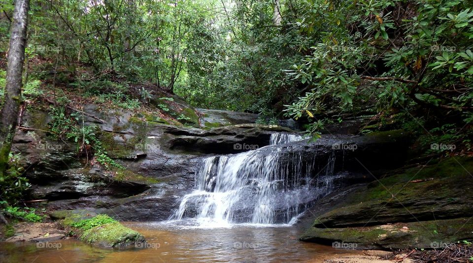 lower waterfall on Slickum creek in South Carolina