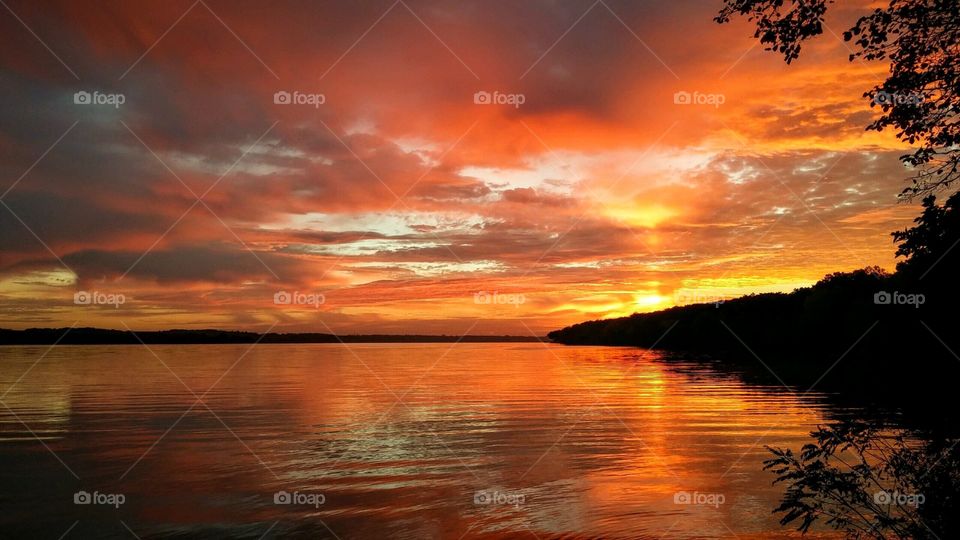 Sunrise on big stone lake in south dakota
