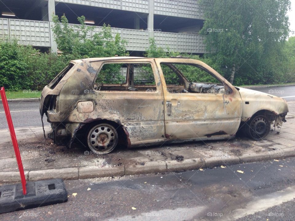 Burned out car