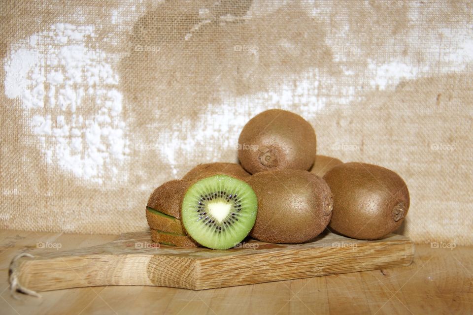 close-up of kiwi fruits