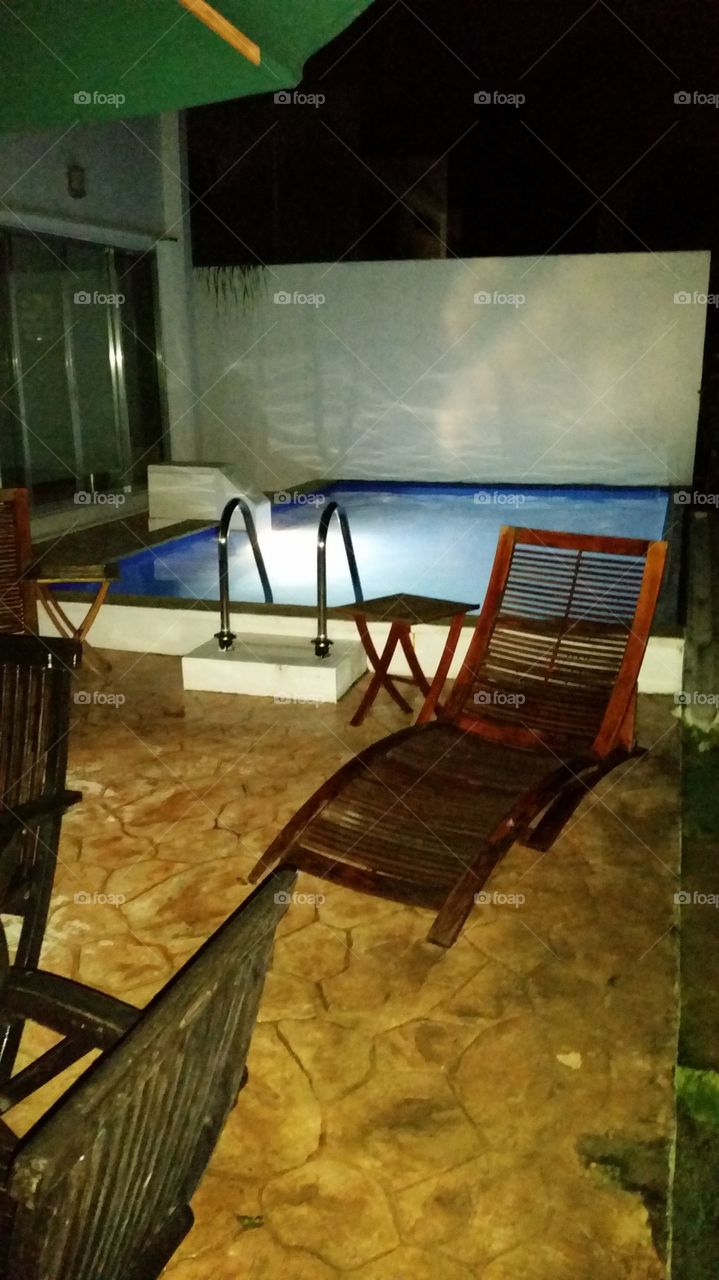 poolside at night