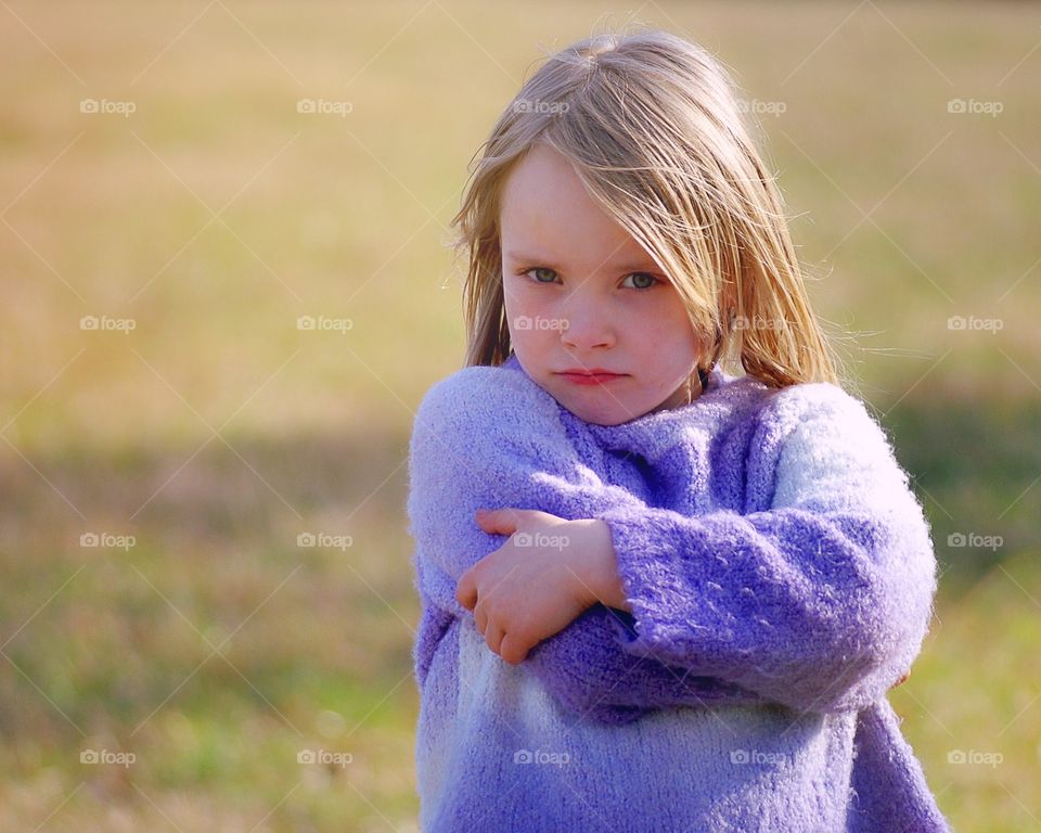 Angry cutie. A little girl that is angry at her mother