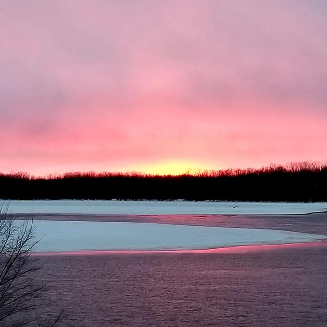 Pink sky at night
