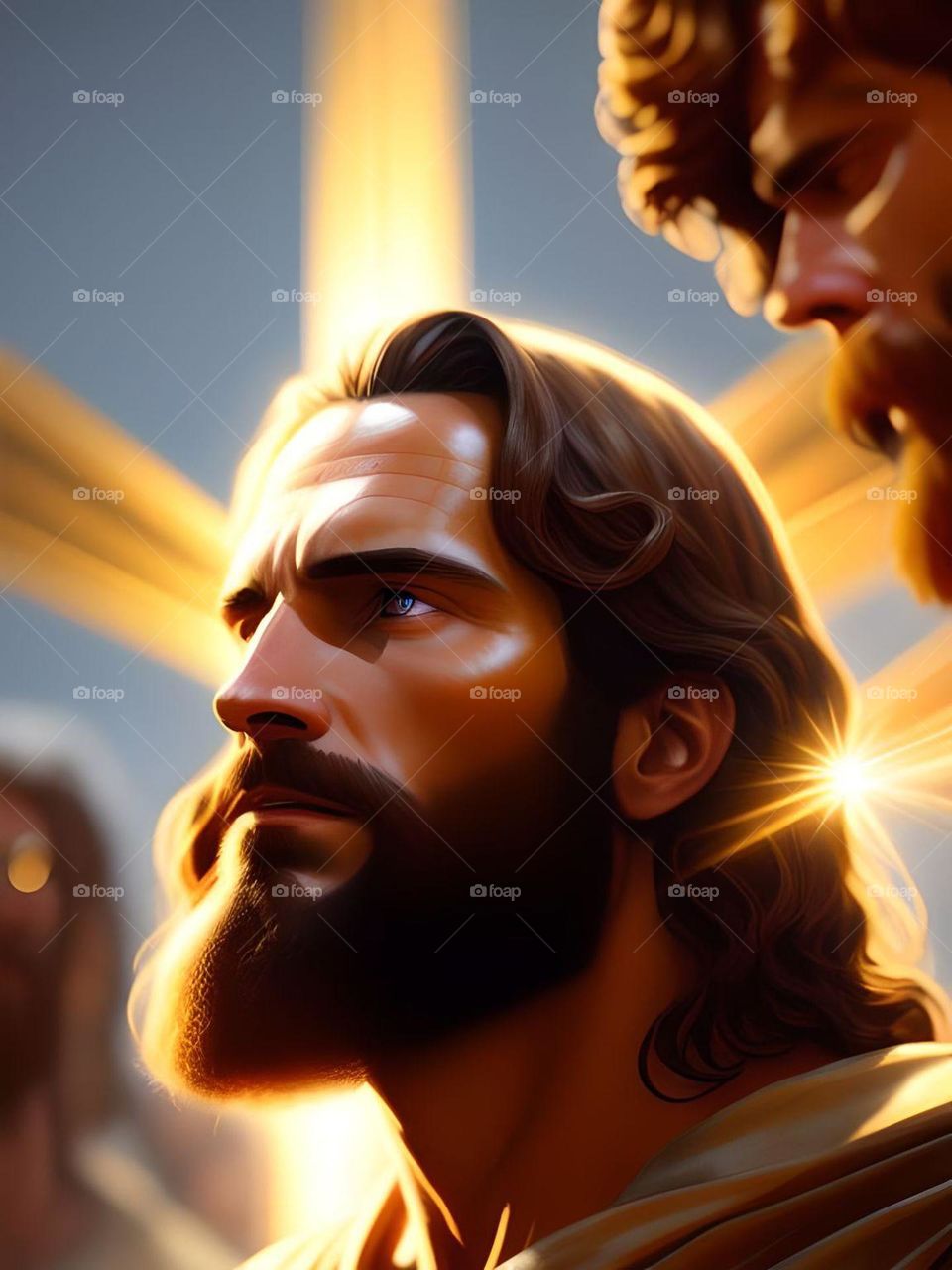 a resonating picture of Jesus Christ as seen by Christians shining light all around