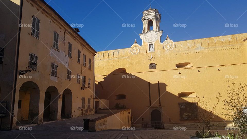 Pavilion of nobles twelve and Palace of governors,  dongeon square in Citadel Historic district in Bastia (Corsica)