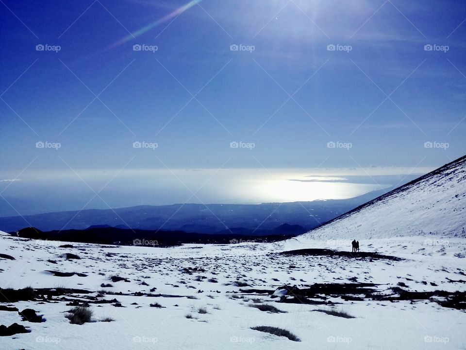 On top of mount Etna, winter 2017