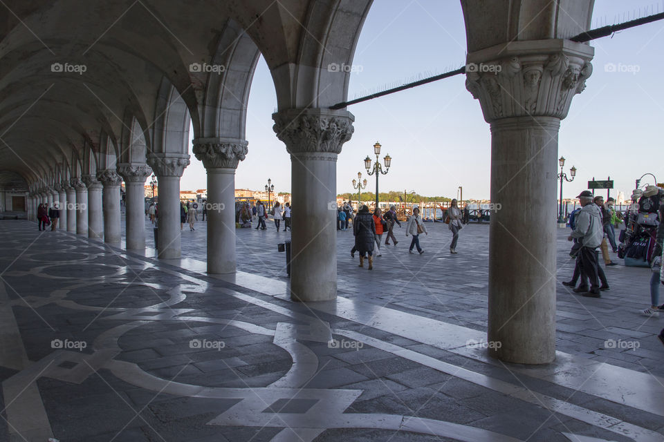 Under the arches of the Doge's Palace. Venice