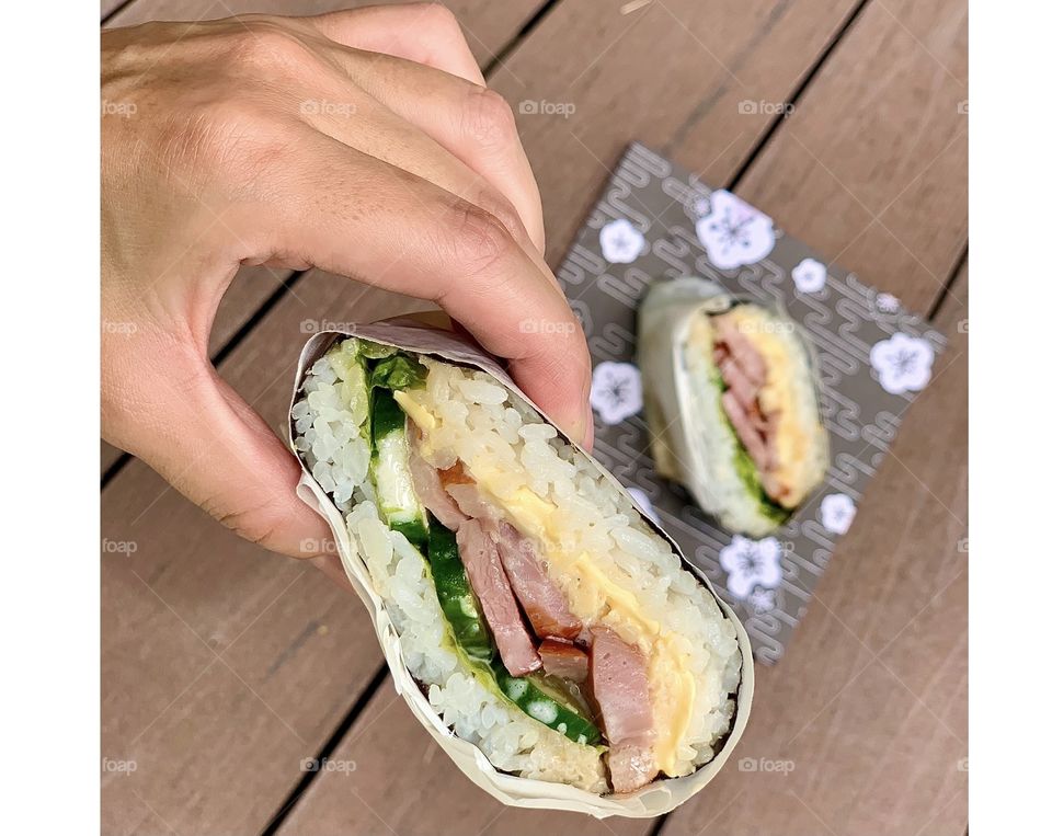 Wafuyo smoked duck onigirazu 