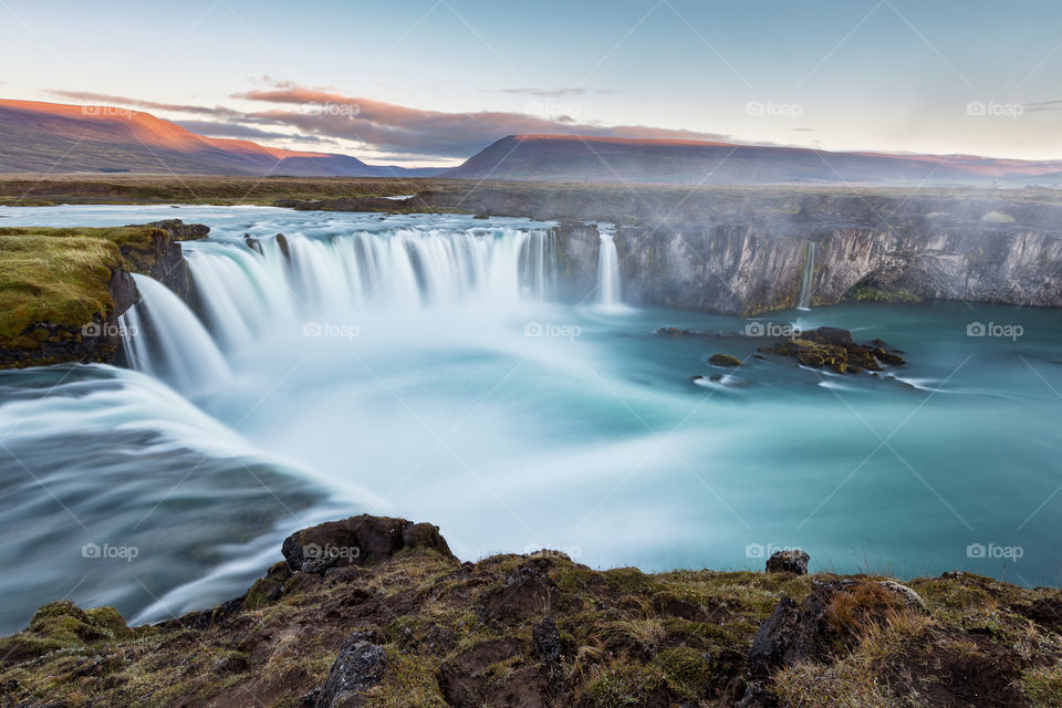 Godafoss Waterfall Iceland at sunrise