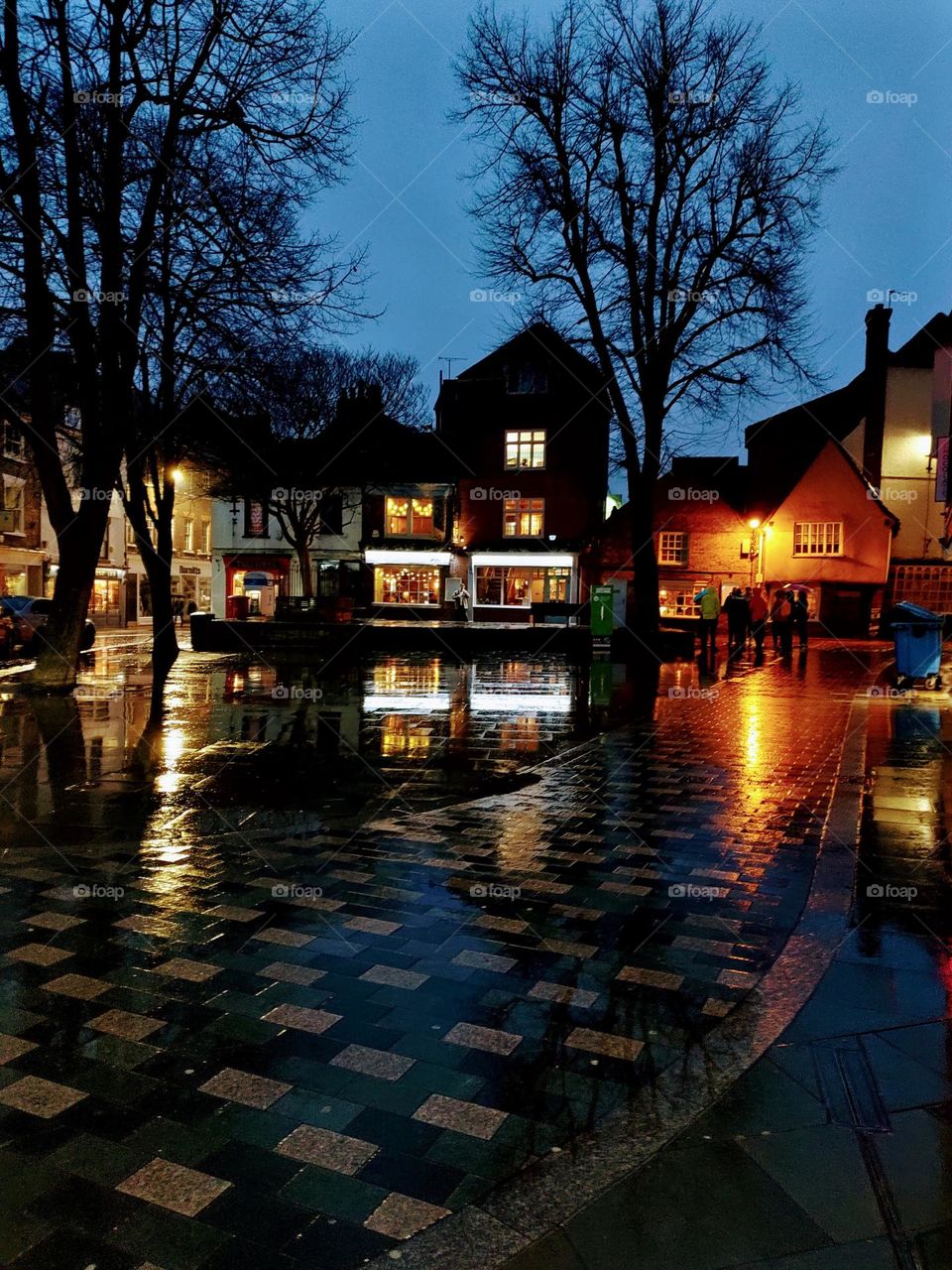 York on a rainy evening.