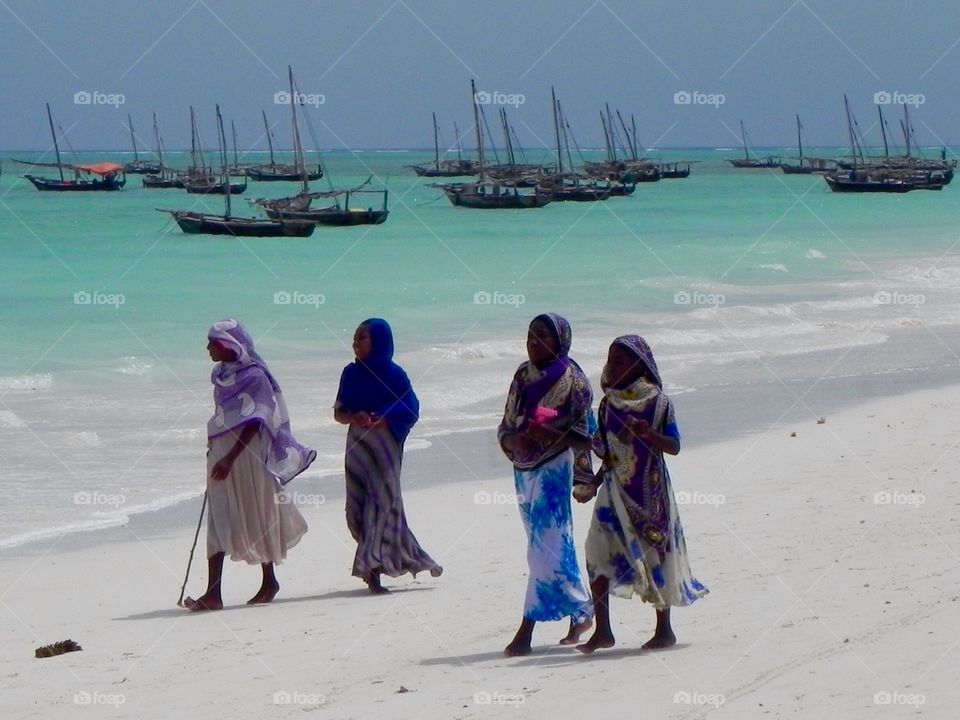 Muslim girls on the Zanzibar beach