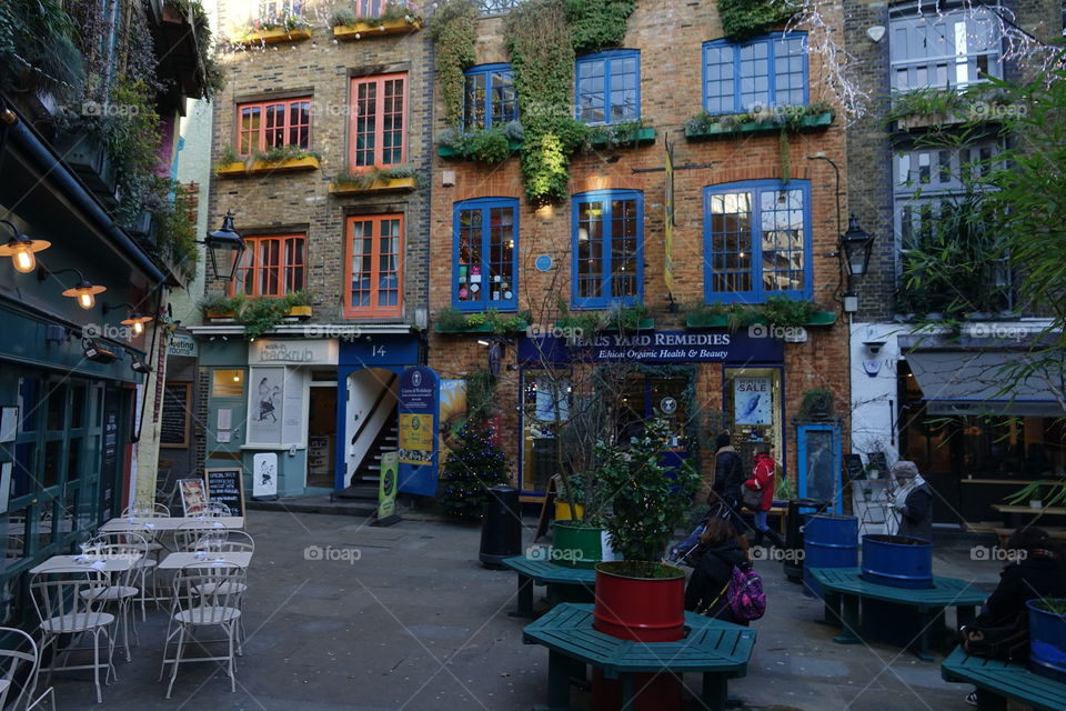 The lovely and colorful small alley of Neal’s Yard near Covent Garden, London
