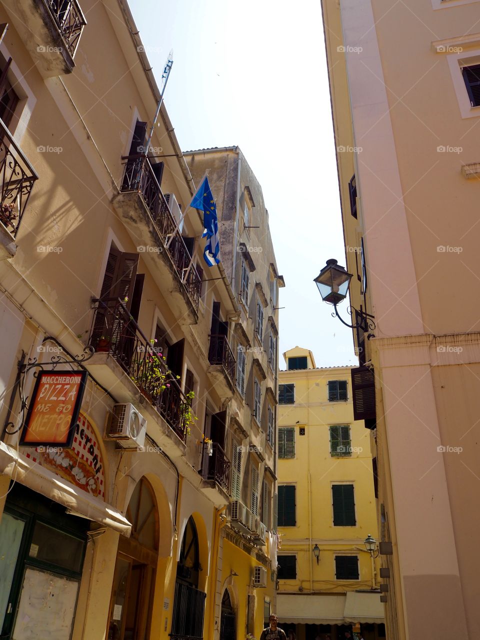 Buildings and street views in Corfu Town, Greece