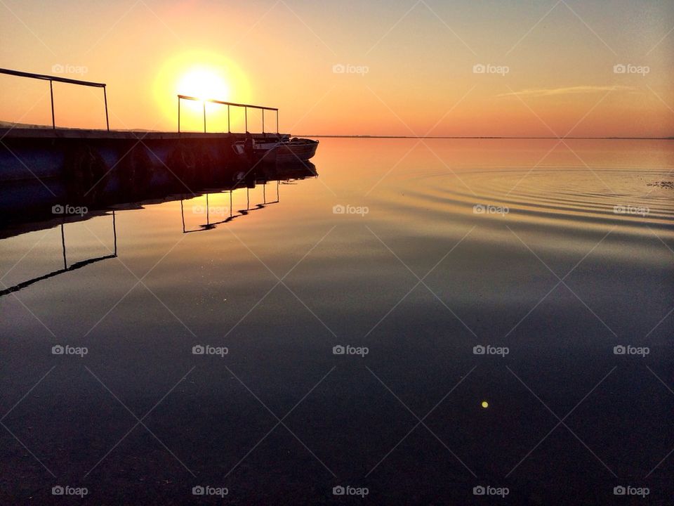 Sunset, water, mirrore
