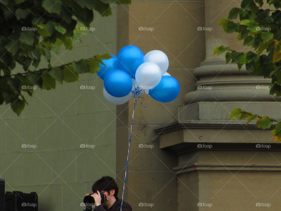 blue and white balloons