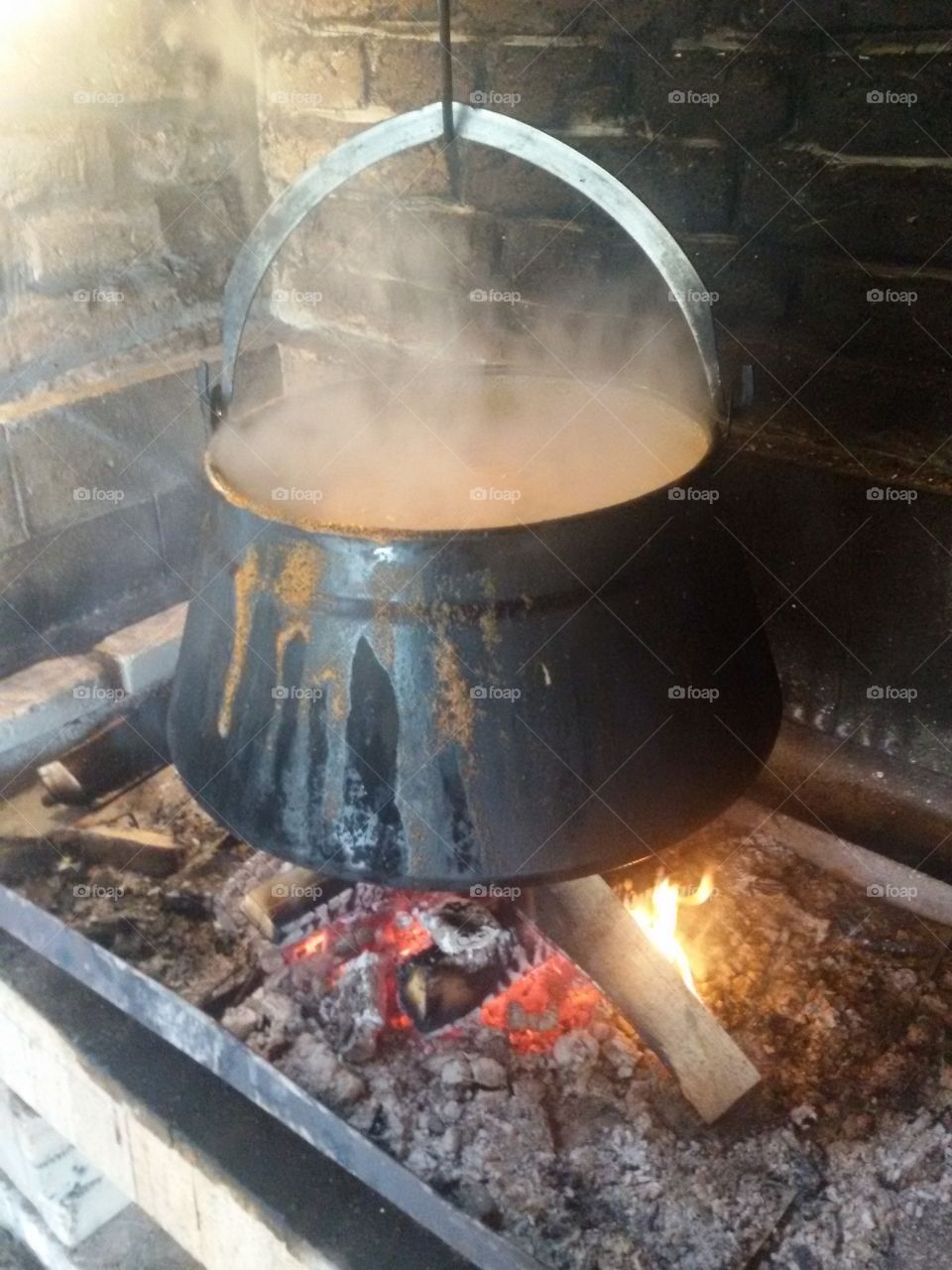 Cooking beans outdoors