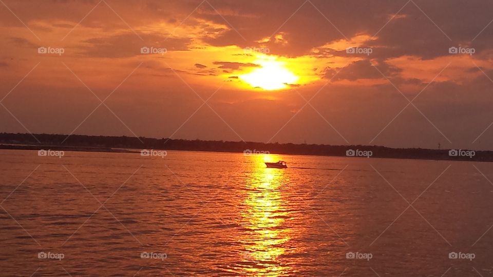 sunset on boat. sunset on boat 