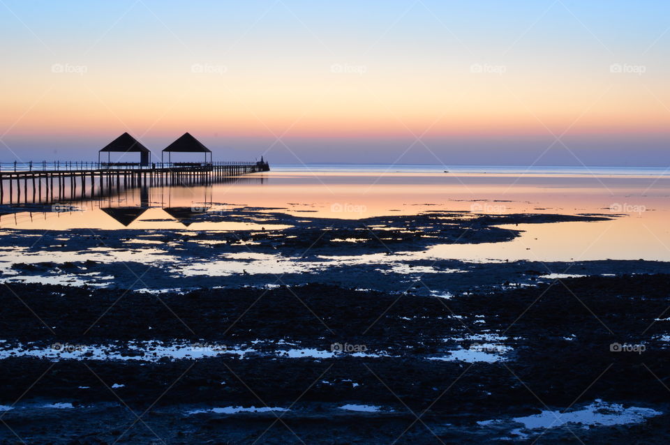 Sunrise on the deserted beach