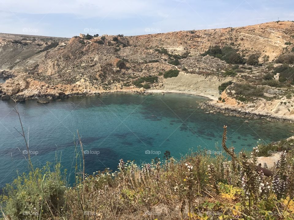 The mediterranean sea, my dear island -Malta. Clear blue sea, such a pleasent scene! 