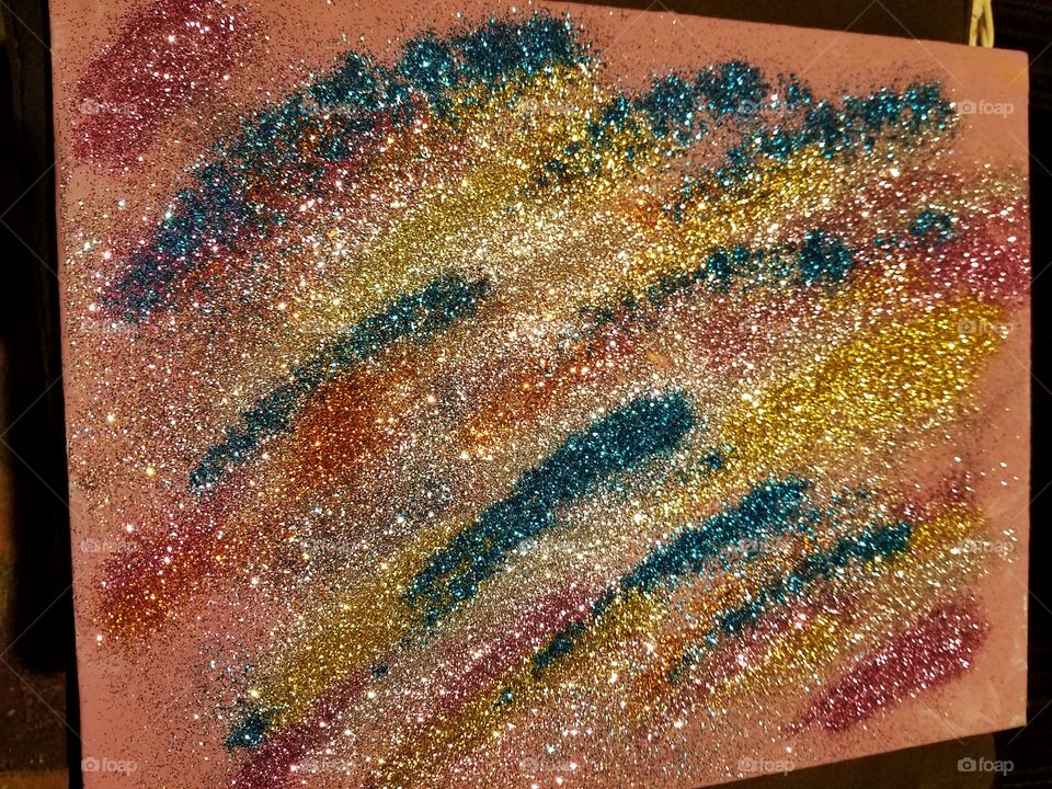 abstract unicorn glitter painting